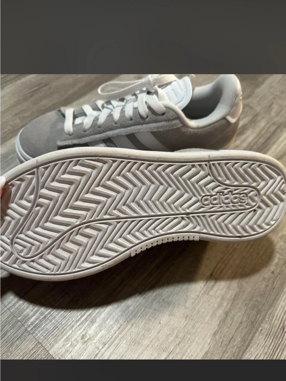 adidas unisex Gray and White Suede Sneaker